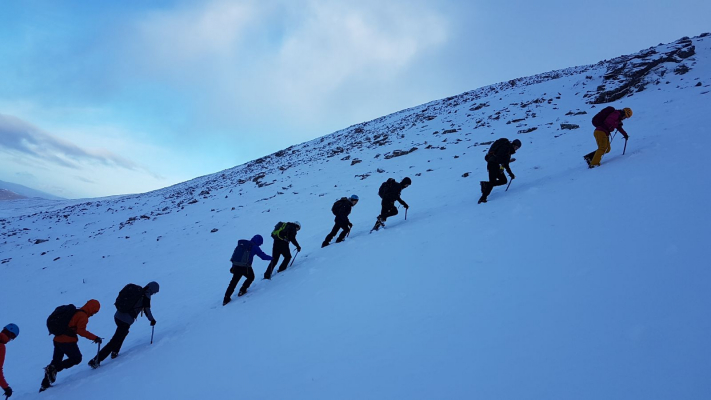 0 Mixed weather but good mountain conditions. #winterskills #skitouring #winterclimbing #cairngorms #scotland